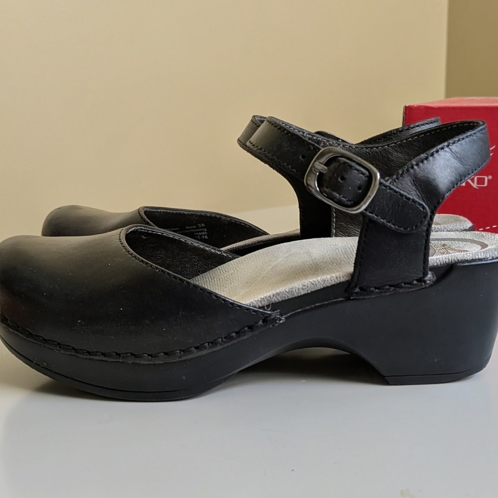 Dansko Black Leather Mary Jane Clog with Ankle Strap - Picture 7 of 7